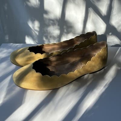 Born ALLIE Ballet Flats Womens 7.5M Yellow Leather Scalloped Shoes SEE PICS - Thumbnail 24
