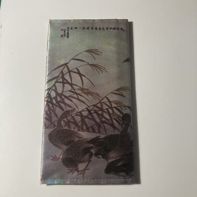 Vintage Korean Silky Fabric Long Wallet Billfold Coin Birds Made in Korea - Thumbnail 2