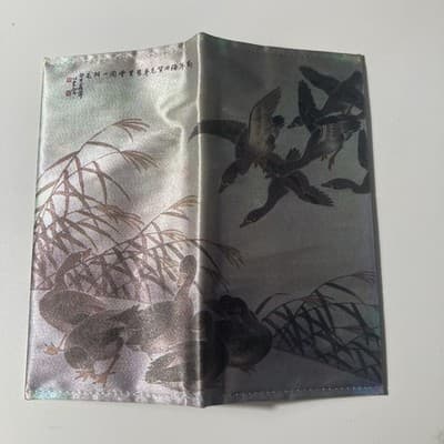 Vintage Korean Silky Fabric Long Wallet Billfold Coin Birds Made in Korea - Thumbnail 4