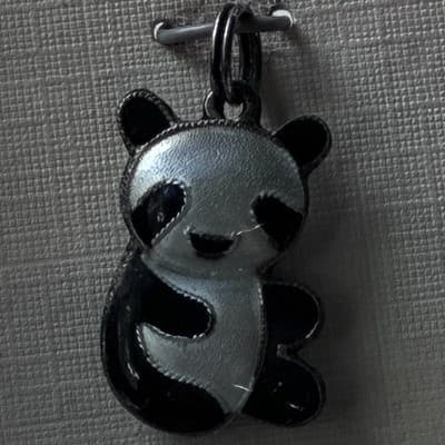Vintage Sterling Silver 925 Panda Bear Enameled Cloisone Style Charm Pendant NOS - Thumbnail 9