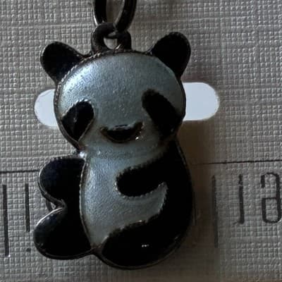 Vintage Sterling Silver 925 Panda Bear Enameled Cloisone Style Charm Pendant NOS - Thumbnail 8