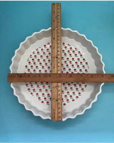 Vintage Ceramic Porcelain Quiche Tart Dish Daisies Florals Vtg Kitchen Read Desc - Thumbnail 2
