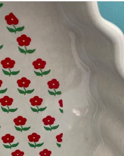 Vintage Ceramic Porcelain Quiche Tart Dish Daisies Florals Vtg Kitchen Read Desc - Thumbnail 5