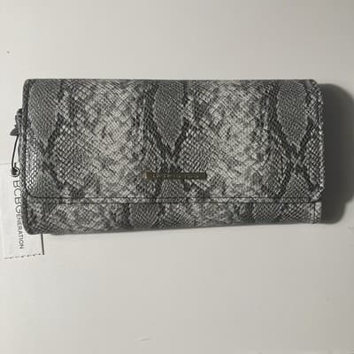 BCBGeneration Black and White Snake skin Long Wallet 'Anastasia Wallet' NEW 4X8
