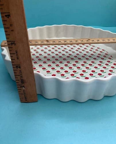 Vintage Ceramic Porcelain Quiche Tart Dish Daisies Florals Vtg Kitchen Read Desc - Thumbnail 3