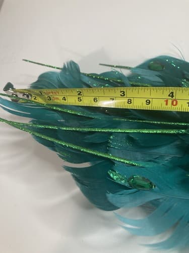 Vintage Christmas Turquoise Figural FeatheredPeacock Bird Clip On Ornament Large - Thumbnail 11