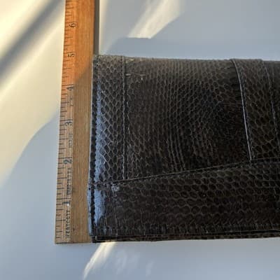 Vintage Brown Snakeskin Wallet Clutch Purse 70s 80s Retro Mob Wife Classic Chic - Thumbnail 4