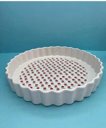 Vintage Ceramic Porcelain Quiche Tart Dish Daisies Florals Vtg Kitchen Read Desc - Thumbnail 7