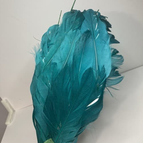 Vintage Christmas Turquoise Figural FeatheredPeacock Bird Clip On Ornament Large - Thumbnail 14