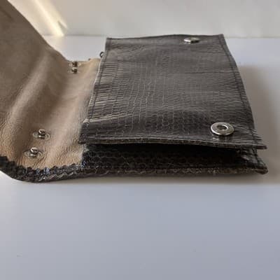 Vintage Brown Snakeskin Wallet Clutch Purse 70s 80s Retro Mob Wife Classic Chic - Thumbnail 12