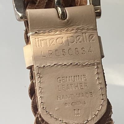 VTG Linea Pelle Braided Woven Leather Belt Womens M Metallic Brass Buckle Boho - Thumbnail 4