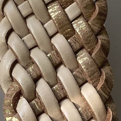 VTG Linea Pelle Braided Woven Leather Belt Womens M Metallic Brass Buckle Boho - Thumbnail 12