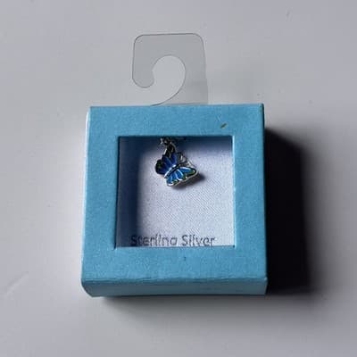 Vintage? Sterling Silver 925 Butterfly Enameled Charm Pendant NOS MACYS - Thumbnail 5