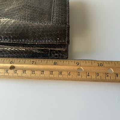 Vintage Brown Snakeskin Wallet Clutch Purse 70s 80s Retro Mob Wife Classic Chic - Thumbnail 6