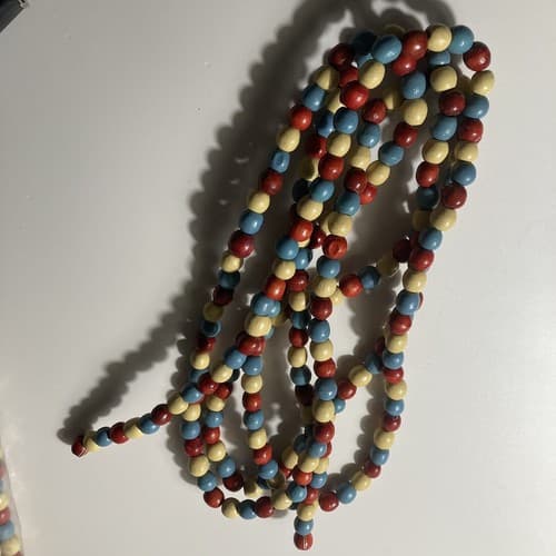 Vintage Good Tidings Christmas Wood Bead Garland Boho 2 Packs Read Description - Thumbnail 8