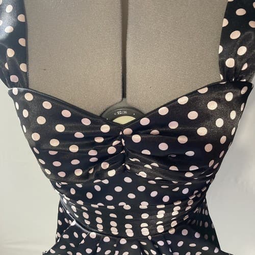 VTG Whimsy Goth Rockabilly PINUP Polka Dot Dress Party Formal Size 5 Tweeze Me - Thumbnail 9