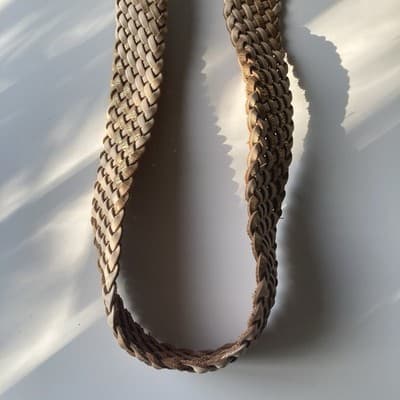 VTG Linea Pelle Braided Woven Leather Belt Womens M Metallic Brass Buckle Boho - Thumbnail 14