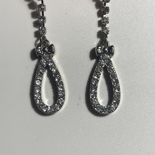 Betsy Johnson Clear Rhinestone Drop Earrings Carded Y2K McBling Prom Formal NOC - Thumbnail 2