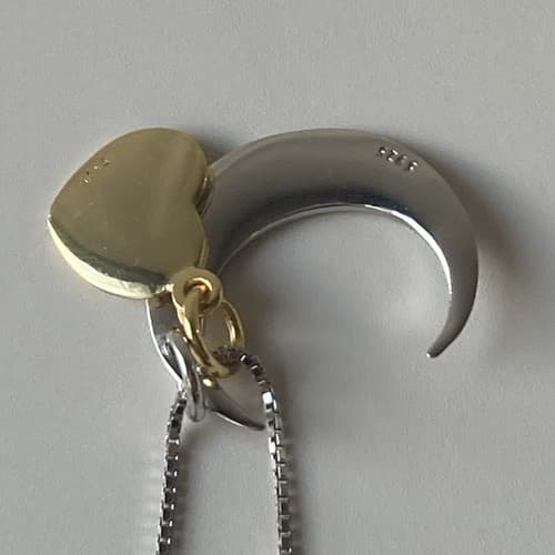 Sterling Silver 925 Mom I Love You To The Moon and Back Pendant Necklace Italy - Thumbnail 4