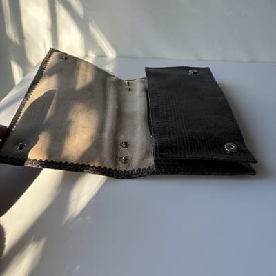 Vintage Brown Snakeskin Wallet Clutch Purse 70s 80s Retro Mob Wife Classic Chic - Thumbnail 7