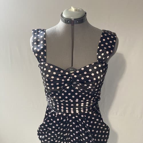 VTG Whimsy Goth Rockabilly PINUP Polka Dot Dress Party Formal Size 5 Tweeze Me - Thumbnail 10