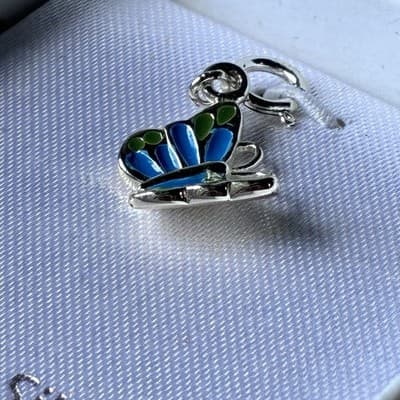 Vintage? Sterling Silver 925 Butterfly Enameled Charm Pendant NOS MACYS - Thumbnail 12