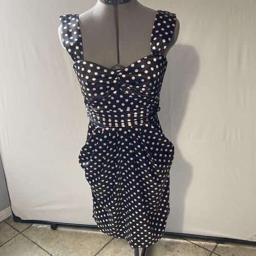 VTG Whimsy Goth Rockabilly PINUP Polka Dot Dress Party Formal Size 5 Tweeze Me