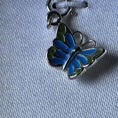Vintage? Sterling Silver 925 Butterfly Enameled Charm Pendant NOS MACYS - Thumbnail 18