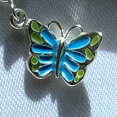 Vintage? Sterling Silver 925 Butterfly Enameled Charm Pendant NOS MACYS