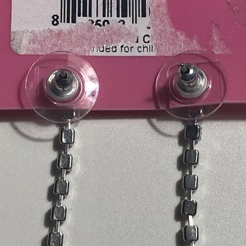 Betsy Johnson Clear Rhinestone Drop Earrings Carded Y2K McBling Prom Formal NOC - Thumbnail 5
