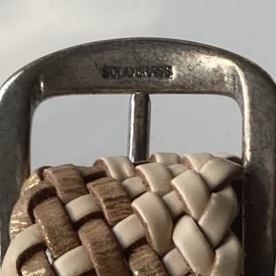 VTG Linea Pelle Braided Woven Leather Belt Womens M Metallic Brass Buckle Boho - Thumbnail 5