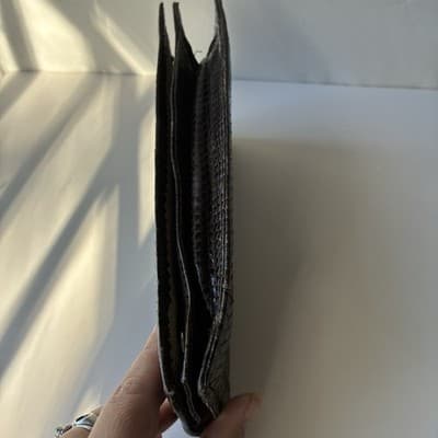 Vintage Brown Snakeskin Wallet Clutch Purse 70s 80s Retro Mob Wife Classic Chic - Thumbnail 15