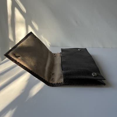 Vintage Brown Snakeskin Wallet Clutch Purse 70s 80s Retro Mob Wife Classic Chic - Thumbnail 8