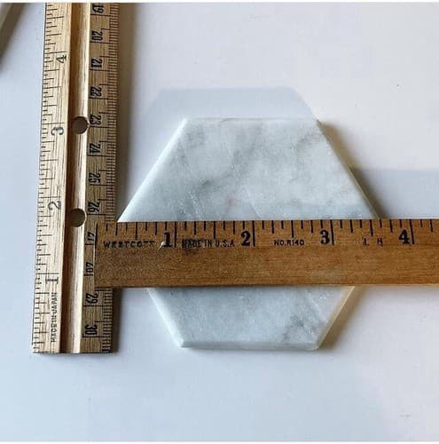 Vintage Post Modern Marble Coaster Set Bar Ware Minimalist Chic 5 Coasters Case - Thumbnail 2