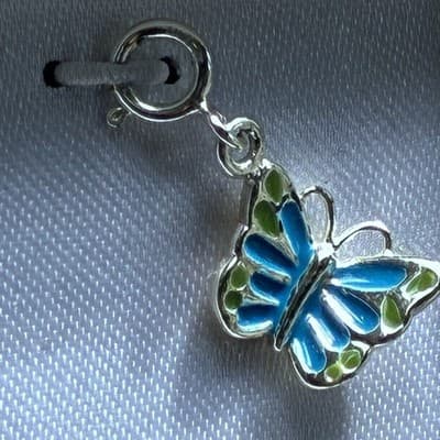Vintage? Sterling Silver 925 Butterfly Enameled Charm Pendant NOS MACYS - Thumbnail 7