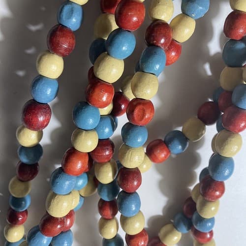 Vintage Good Tidings Christmas Wood Bead Garland Boho 2 Packs Read Description - Thumbnail 10