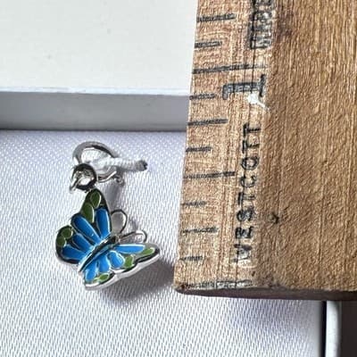 Vintage? Sterling Silver 925 Butterfly Enameled Charm Pendant NOS MACYS - Thumbnail 4