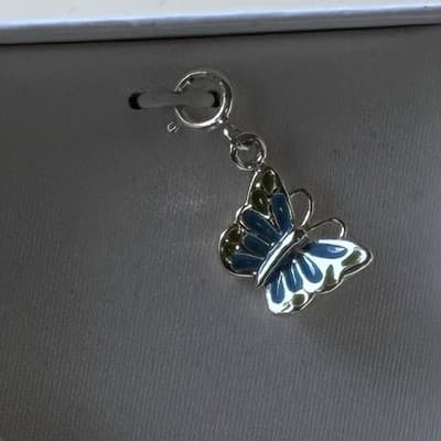 Vintage? Sterling Silver 925 Butterfly Enameled Charm Pendant NOS MACYS - Thumbnail 23