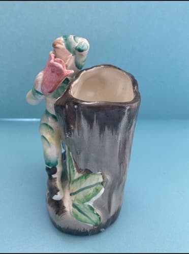 Vintage Forest Elf Ceramic Planter Fairy Core Cottage Core Pen Holder MCM Tulip - Thumbnail 4