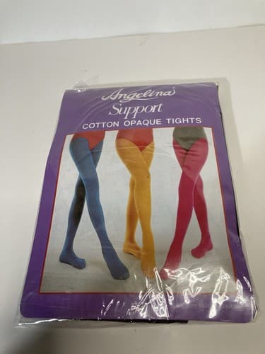 Vintage Angelina Cotton Opaque Black Tights Style 747 One Size 100-165 lbs NOS - Thumbnail 5
