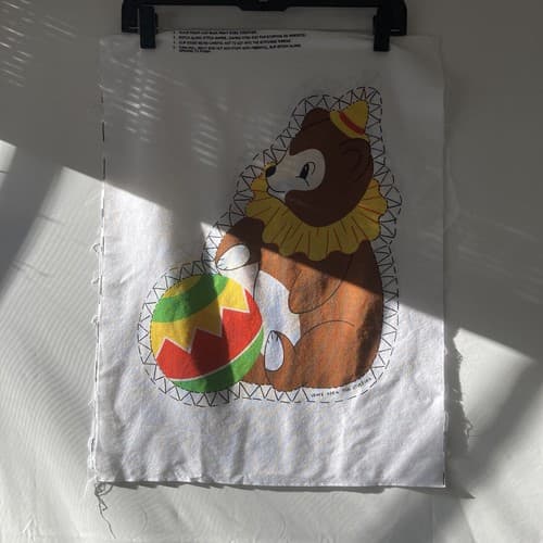 Vintage Cut & Sew Pattern Circus Bear Fabric Pillow Stuffed Animal Fabric Only