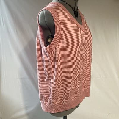 VTG Striped Knit Sweater Vest Womens XL Preppy Office Core Tennis Quiet Luxury - Thumbnail 8