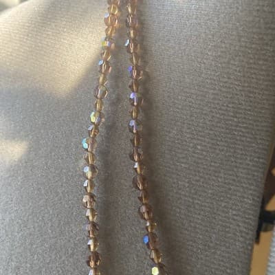 Vintage Amber AB Crystal Long Flapper Style Deco Necklace 50in Runway MCM Retro - Thumbnail 7