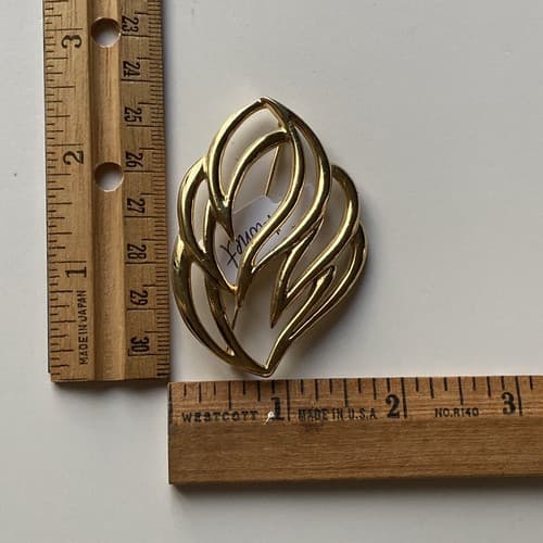 Vintage Gold Tone Monet Brooch Pin Lot Of 3 Vtg Signed Estate Leaf Jewelry MCM - Thumbnail 11