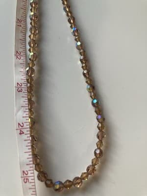 Vintage Amber AB Crystal Long Flapper Style Deco Necklace 50in Runway MCM Retro - Thumbnail 20