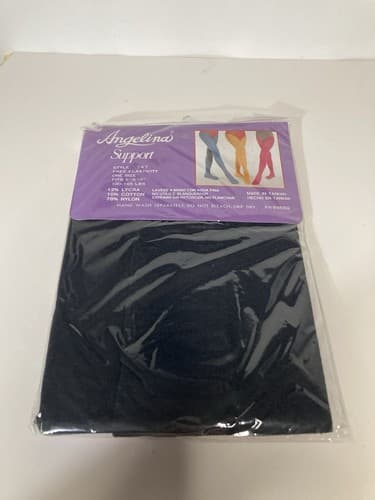 Vintage Angelina Cotton Opaque Black Tights Style 747 One Size 100-165 lbs NOS - Thumbnail 4