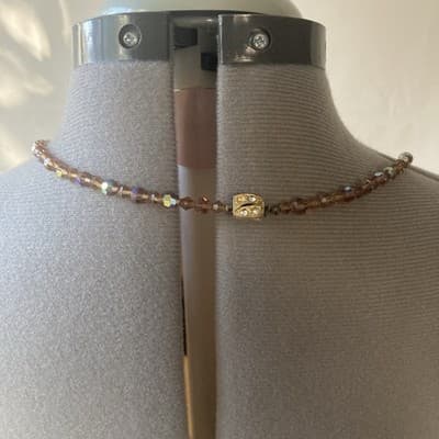 Vintage Amber AB Crystal Long Flapper Style Deco Necklace 50in Runway MCM Retro - Thumbnail 5