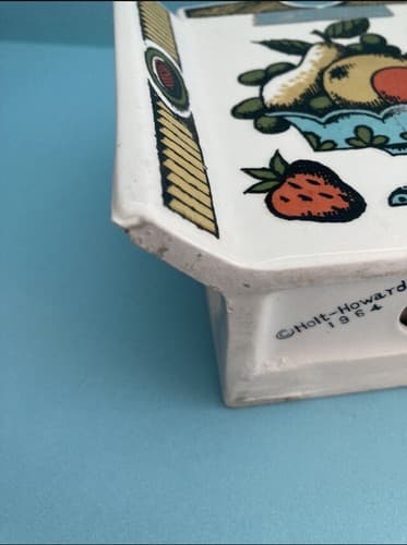Vintage Holt Howard 1964 Ceramic Napkin Mail Holder MCM Vtg Kitchenware Signed - Thumbnail 5