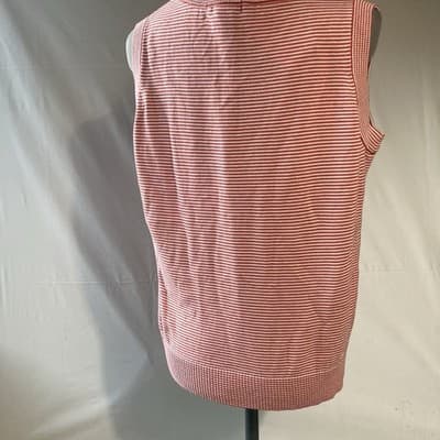 VTG Striped Knit Sweater Vest Womens XL Preppy Office Core Tennis Quiet Luxury - Thumbnail 5