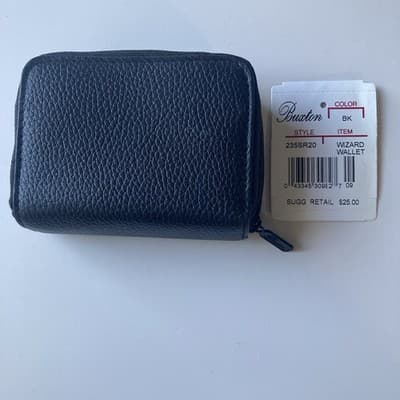 Buxton Black Genuine Leather Wizard Accordian Wallet Coins Small Leather Goods - Thumbnail 3